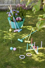 Wooden colourful croquet set wooden ring toss set